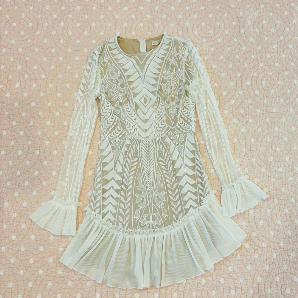 Saints and Secrets White Embroidered Mini Dress